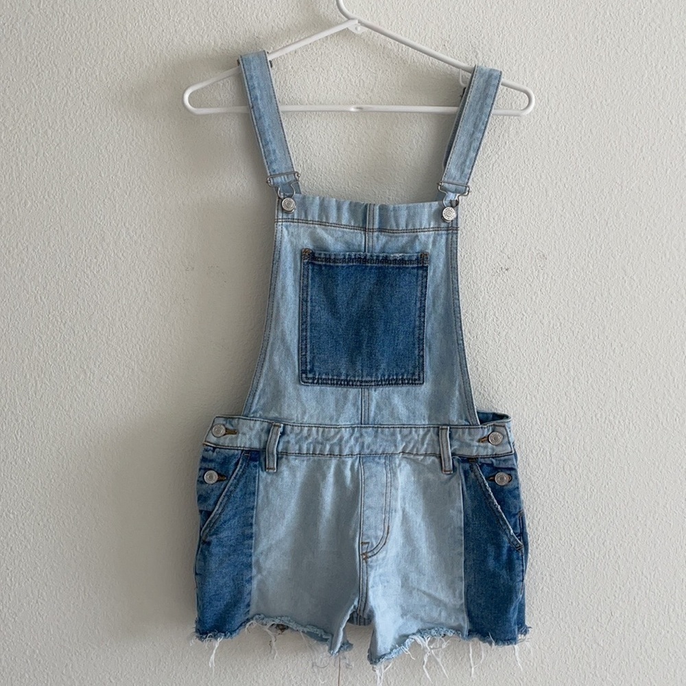 Pacsun Two Tone Denim Overall Shorts